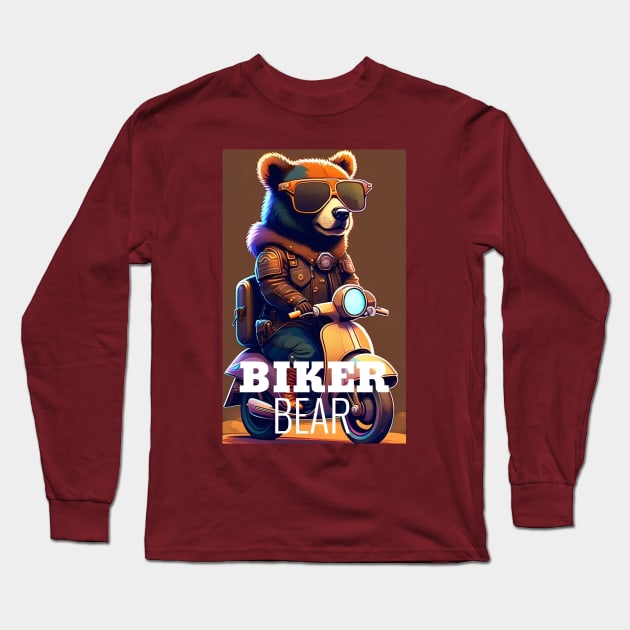 Biker Bear Long Sleeve T-Shirt by Oneness Creations